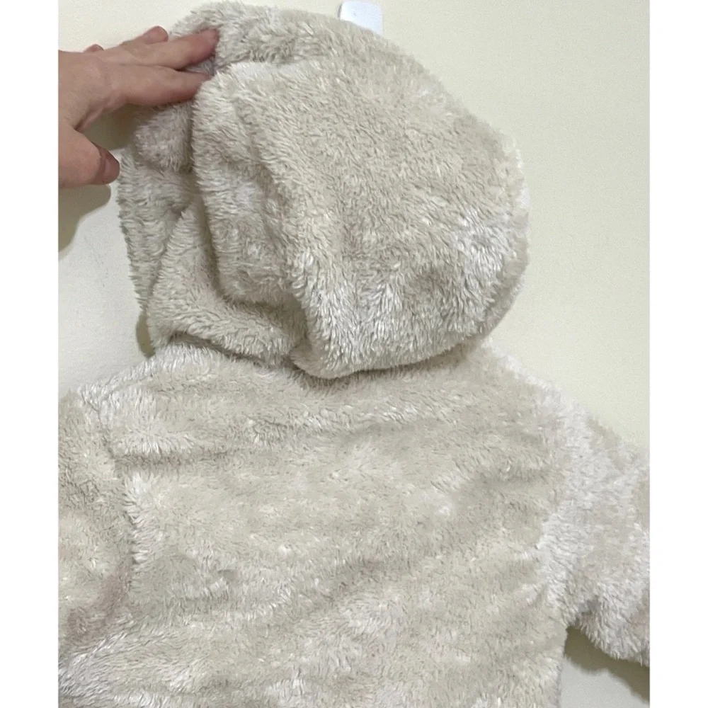 JoJo Maman Bebe Mocha Bear Cozy Pramsuit, Size 9-12 Months